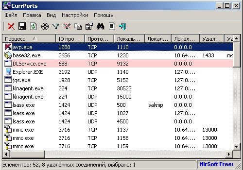 Программа мониторинга открытых TCP/UDP портов CurrPorts v2.0.
 Скачать бесплатно.