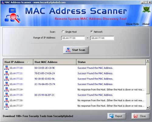 Сканер MAC адресов сети MAC Address Scanner
 1.0. Скачать бесплатно.