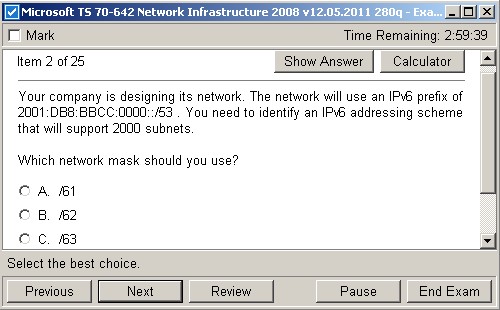 Microsoft TS 70-642 Network Infrastructure 2008 v12.05.2011 280q. Файл в формате VCE для подготовки к сертификационным экзаменам. Скачать бесплатно.