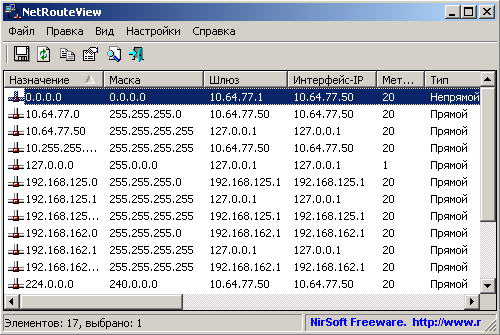 Программа настройки сетевых маршрутов NetRouteView v1.15. Скачать
 бесплатно.