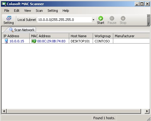 Сетевой сканер IP и MAC адресов Colasoft MAC Scanner. Скачать бесплатно.