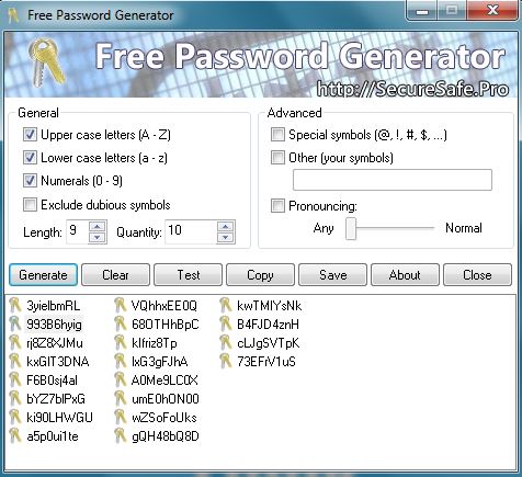 Генератор сложных паролей Free Password Generator. Скачать бесплатно.