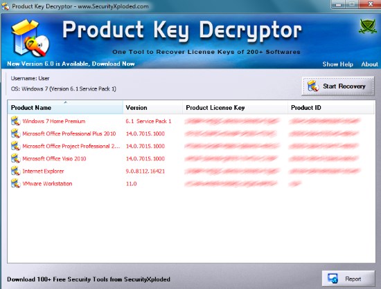 Программа, позволяющая получить информацию о лицензионных ключах Product Key Decryptor. Скачать бесплатно.